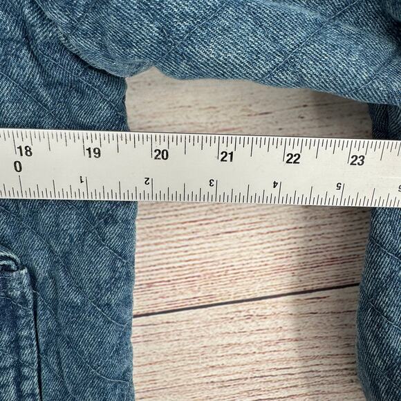 Avec Les Filles Maura Bow Tie Quilted Denim Jacket Womens Small Blue Medium Wash - Picture 11 of 14